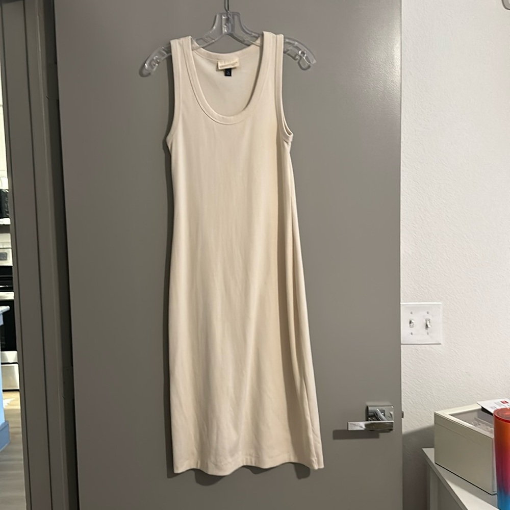 Ribbed, cream, midi-dress